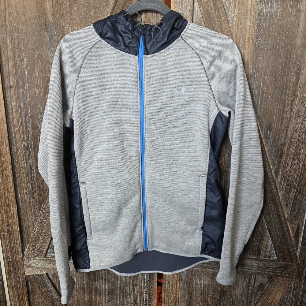 UNDER ARMOUR Jacket Women's Size Small Gray & Black ColdGear Zip Front Hooded